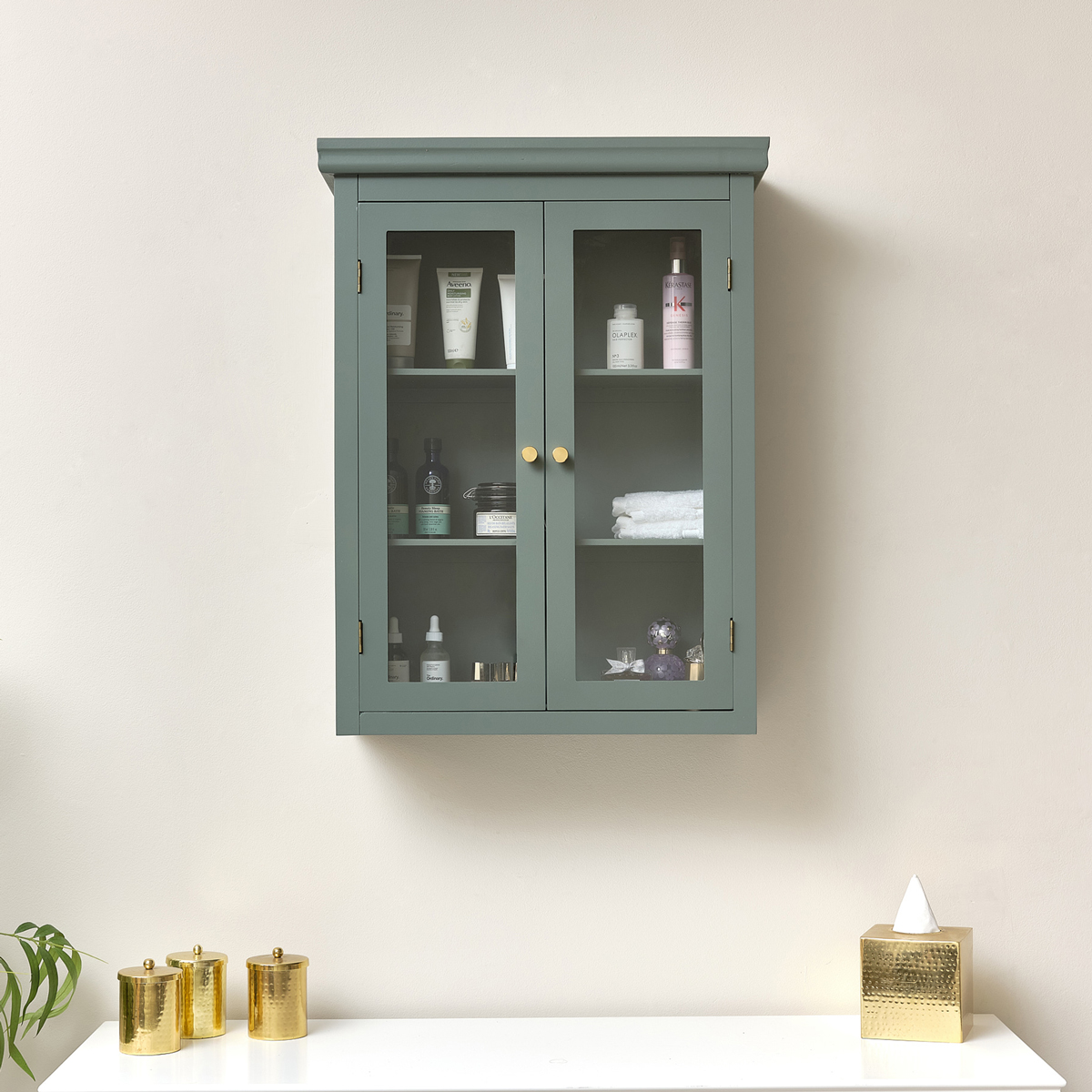 Green glass outlet cabinet